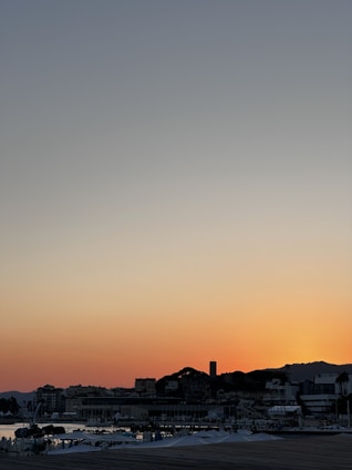 A serene sunset over an Asian coastal city skyline, symbolizing peaceful retirement.