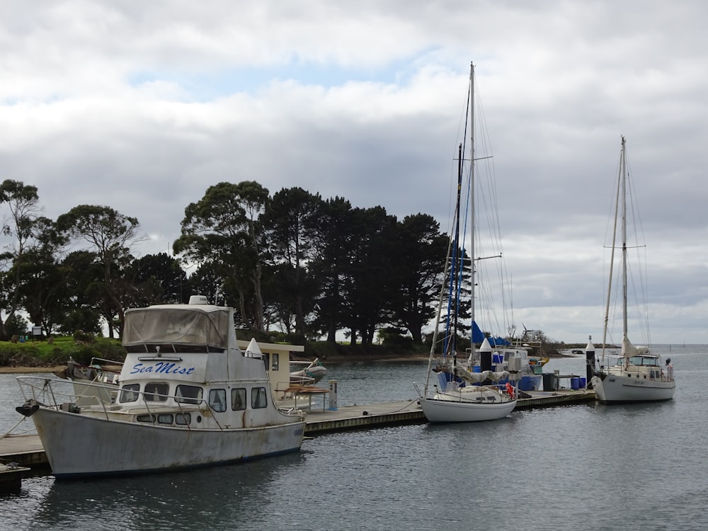 a group of boats that are sitting in the water