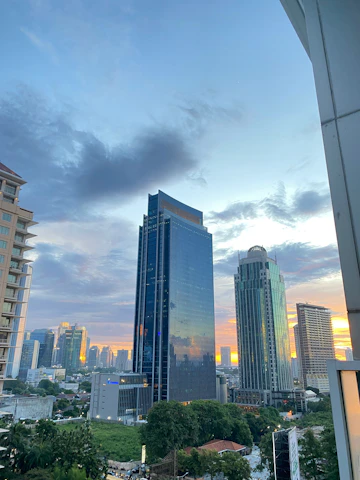 City skyline view showcasing Mysore and Bangalore's vibrant real estate markets at sunset.