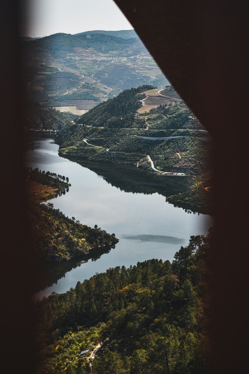 a view of a river from a plane window