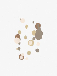 Abstract soft beige shapes overlapping gently on a matte taupe background.