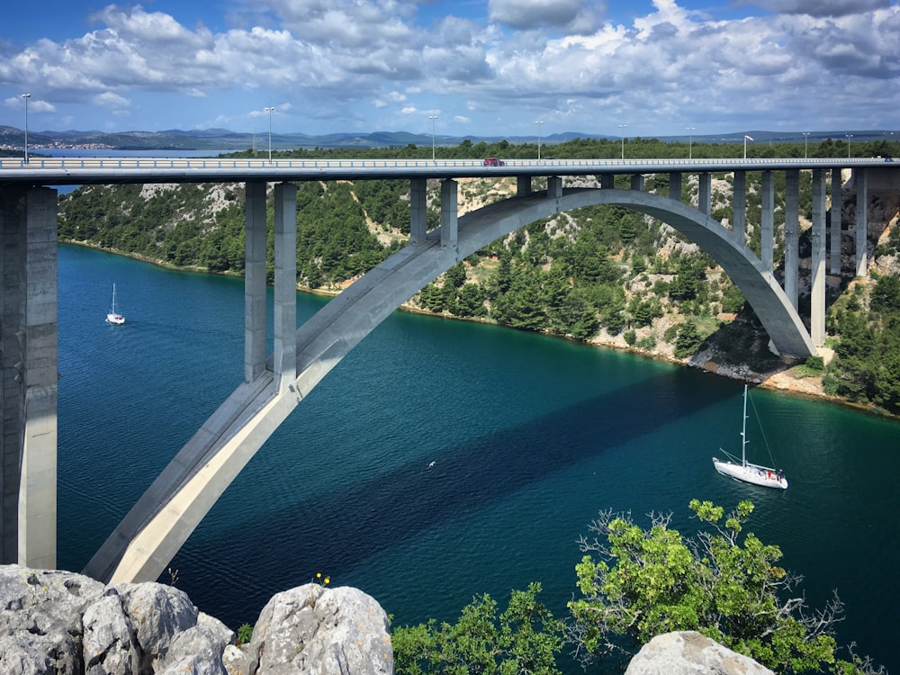 un grand pont au-dessus d’un grand plan d’eau