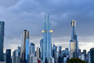 Close-up of a modern city skyline representing technological advancement