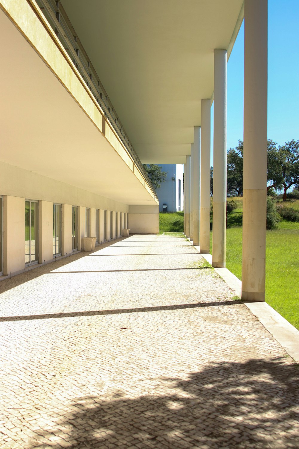 a row of white columns on a building