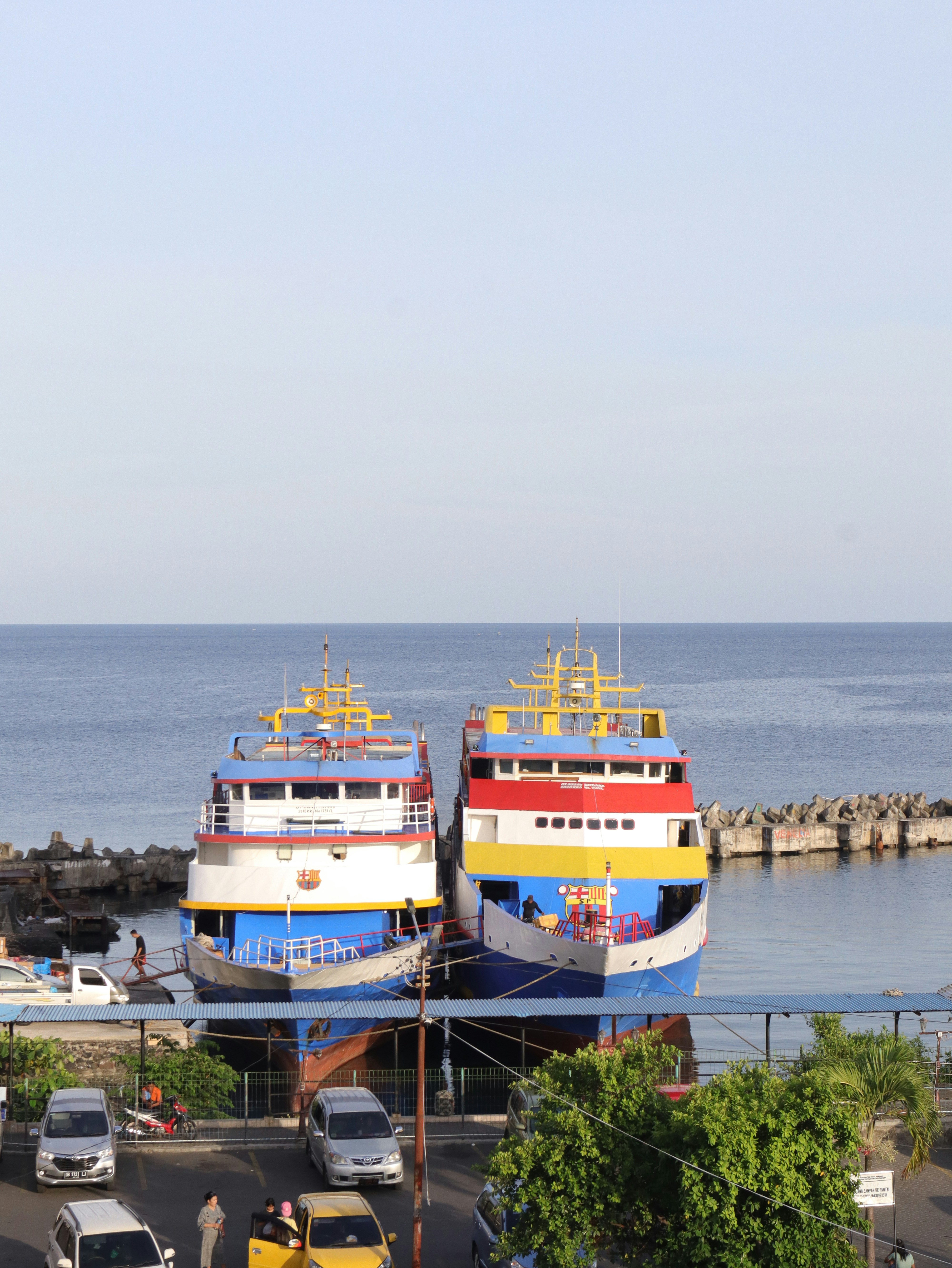 a couple of boats that are sitting in the water