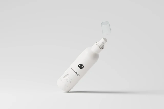 A white bottle with a white cap on a white background.
