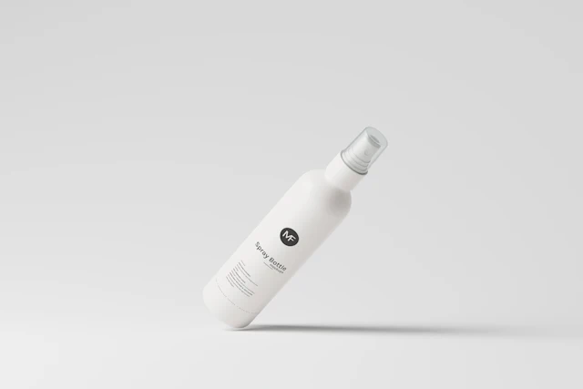 A white shampoo bottle on a white background.
