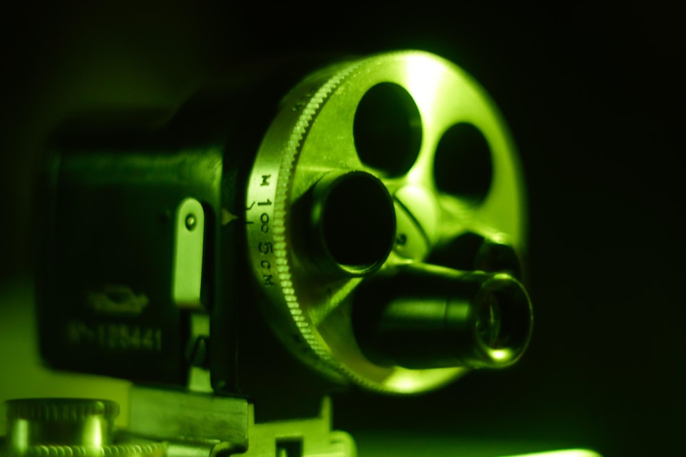 a close up shot of a movie projector