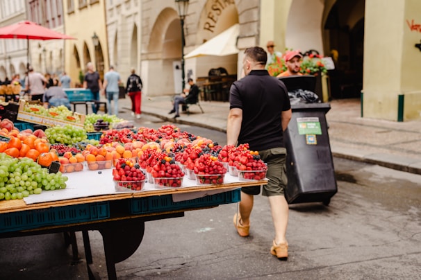 A charming outdoor market scene featuring Cherry Market Fresno LLC’s signature cherry products.