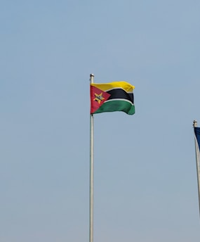 a couple of flags flying next to each other