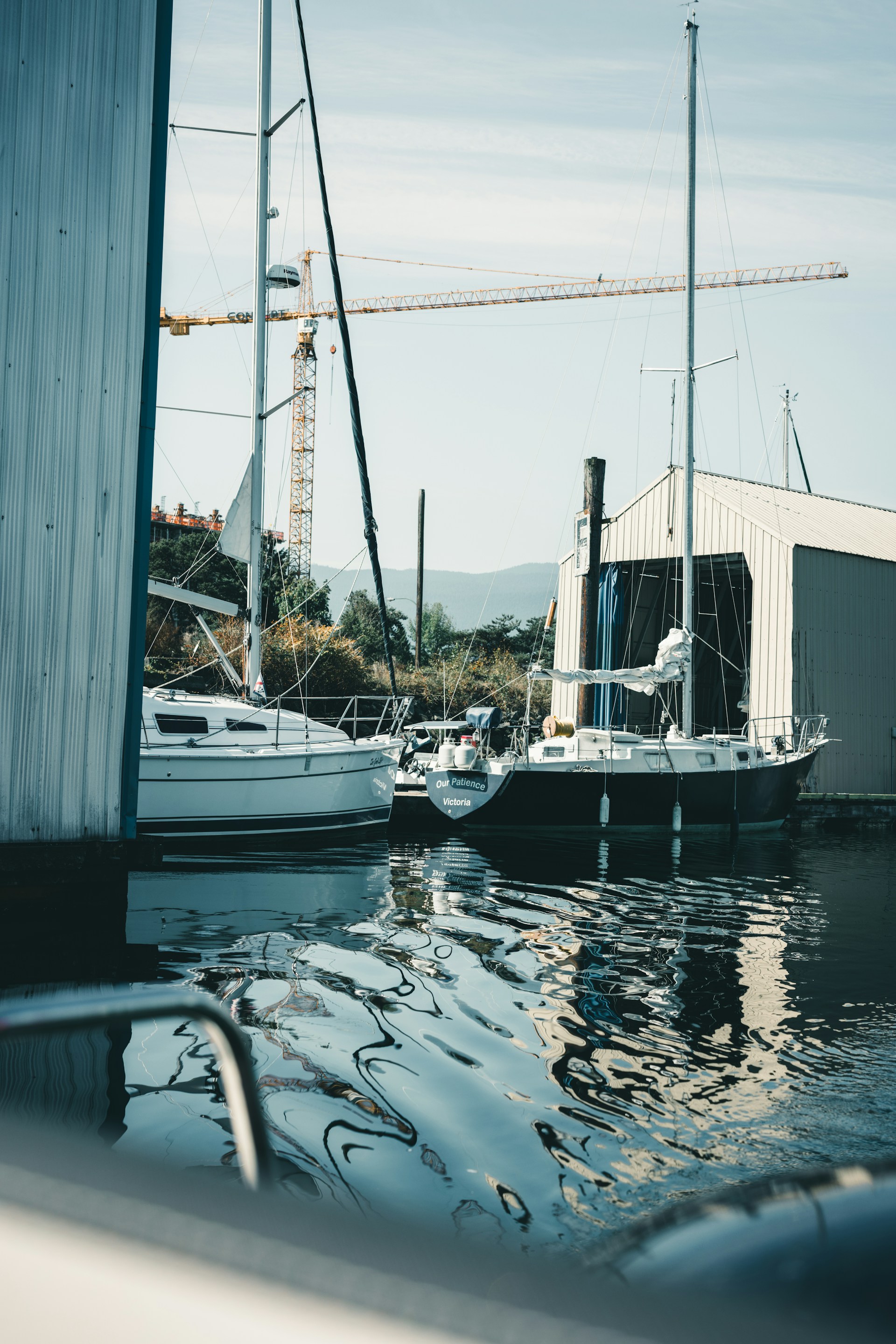 a couple of boats that are sitting in the water
