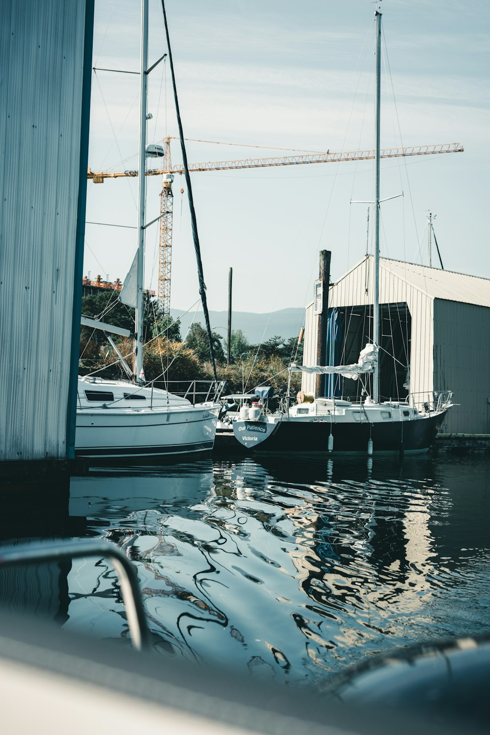 a couple of boats that are sitting in the water