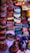 An assortment of small, colorful fabric pouches and wallets with various designs are arranged on display. Many of the items feature vibrant stripes and patterns, some include text such as 'El Salvador'. The items appear to be made of woven textiles and leather accents, showcasing craftsmanship and cultural motifs.
