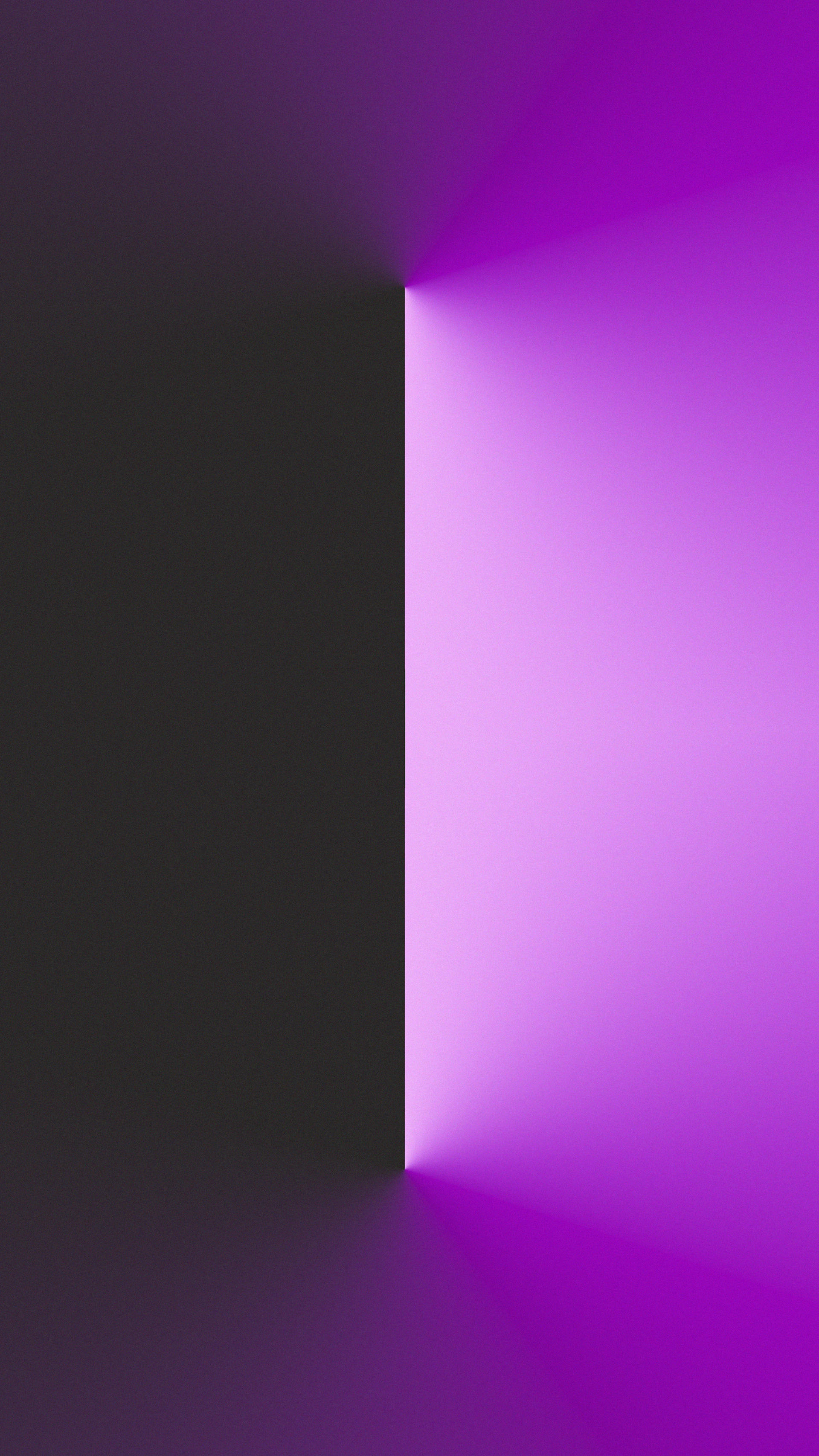 a black and purple background with a light at the end