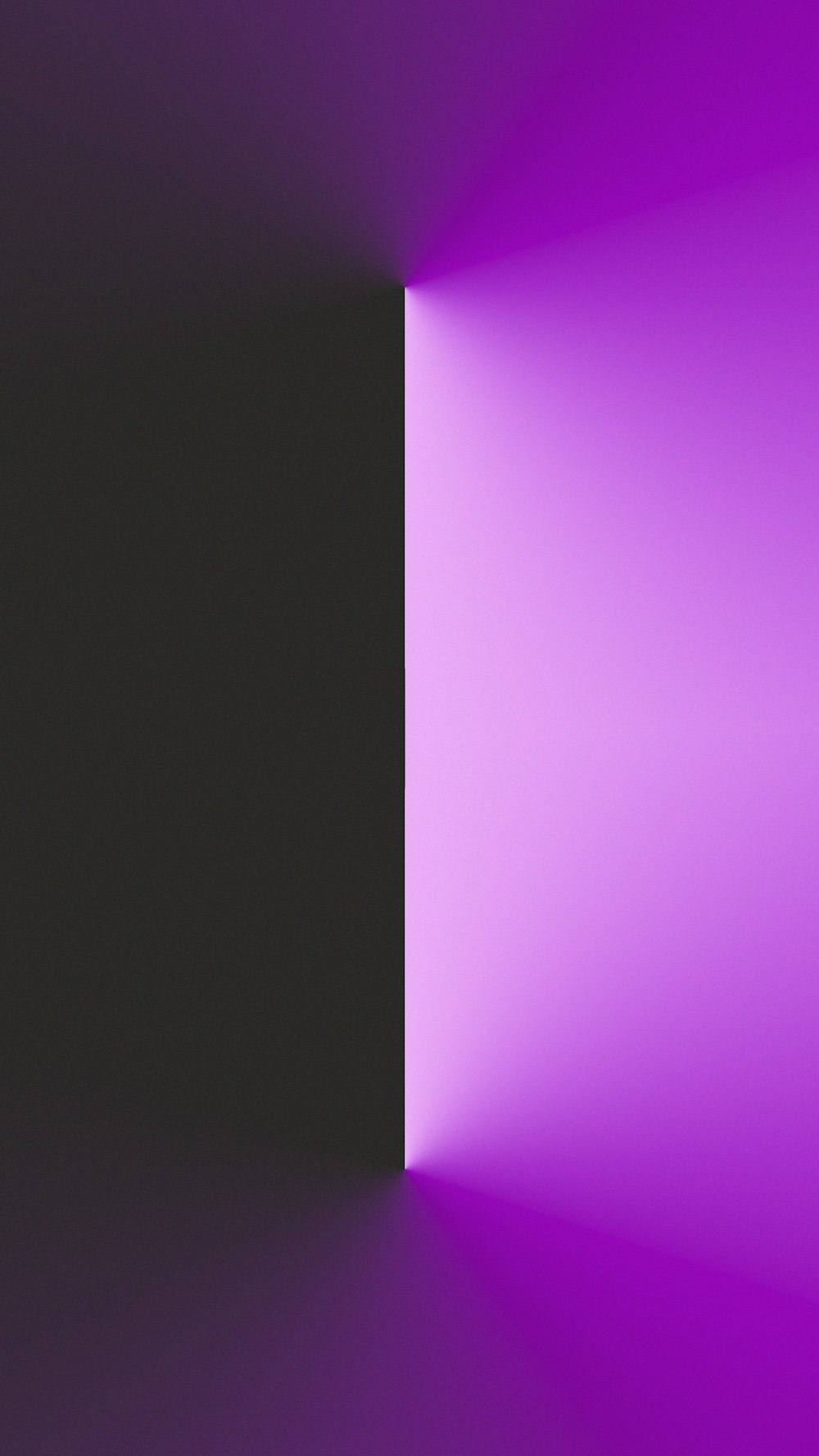 a black and purple background with a light at the end