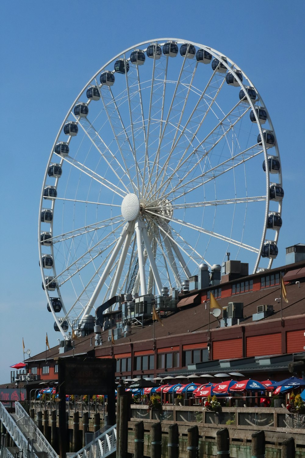 a large ferris wheel sitting on top of a pier