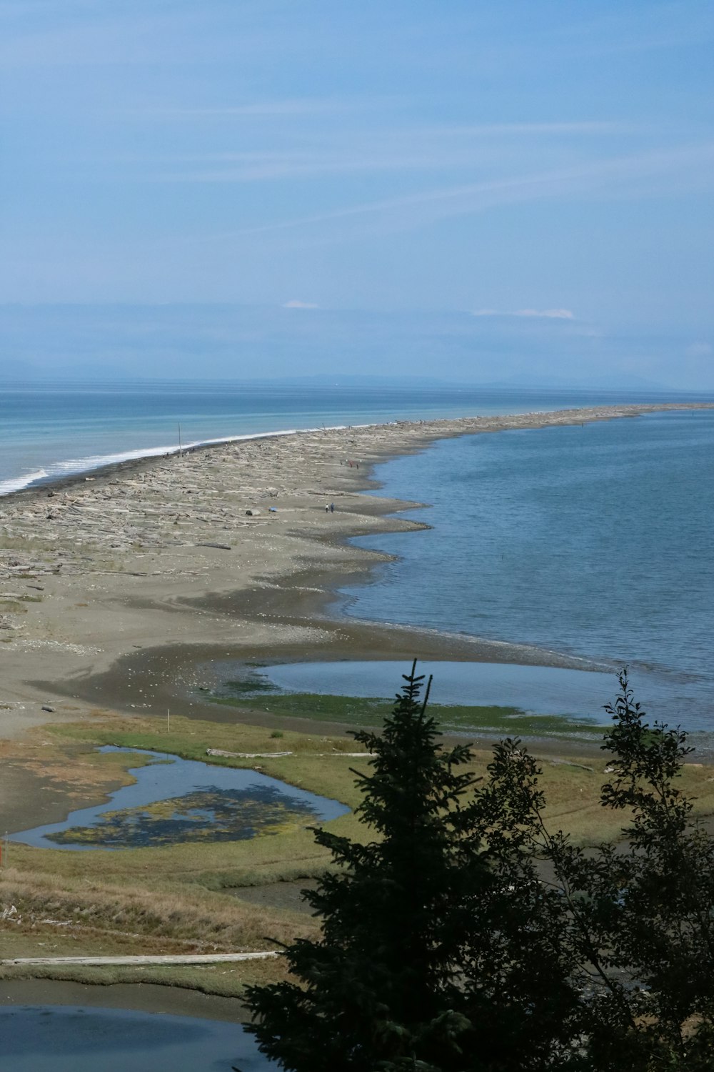 a large body of water sitting next to a beach