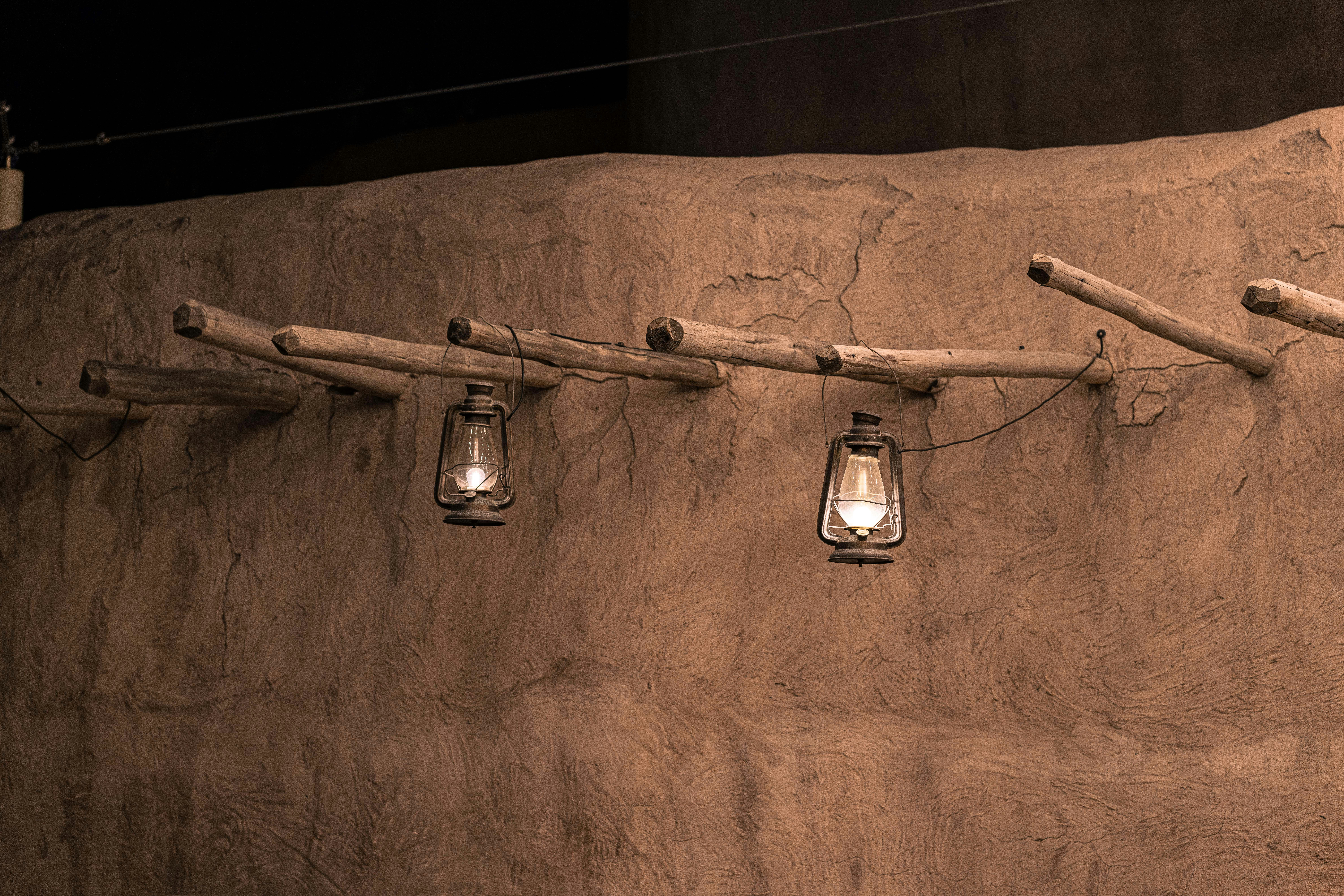 a couple of lights that are on a wall