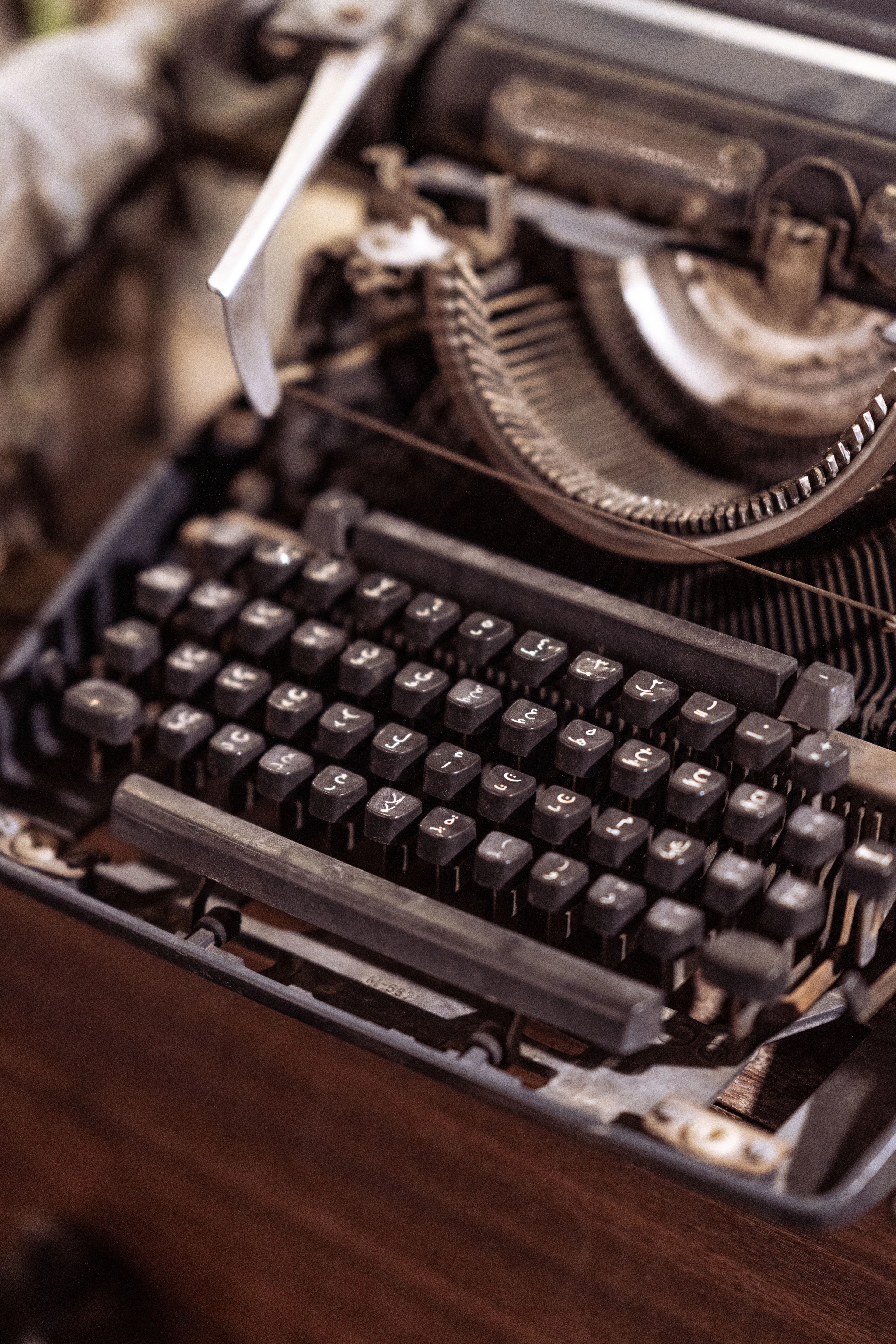 The keys of an old-fashioned typewriter