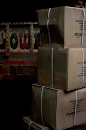 a stack of boxes stacked on top of each other