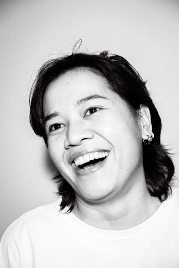 Photo showing a before and after weight loss transformation of a happy individual.