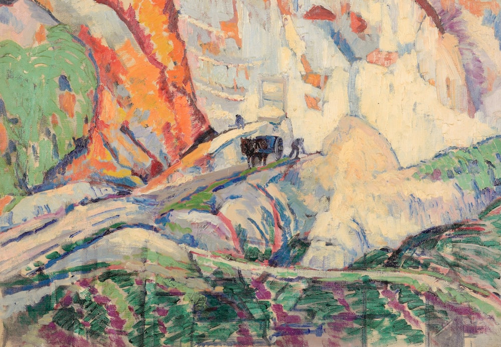 a painting of a person laying on a bed