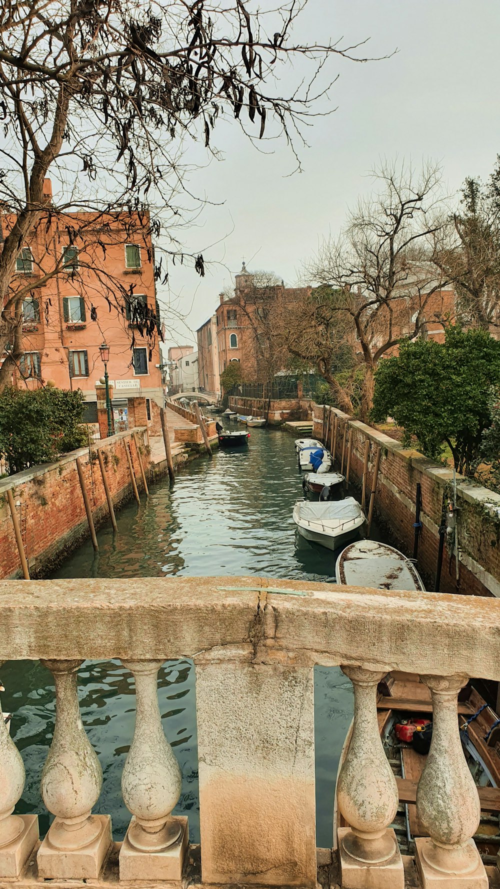 a waterway with a few boats in it