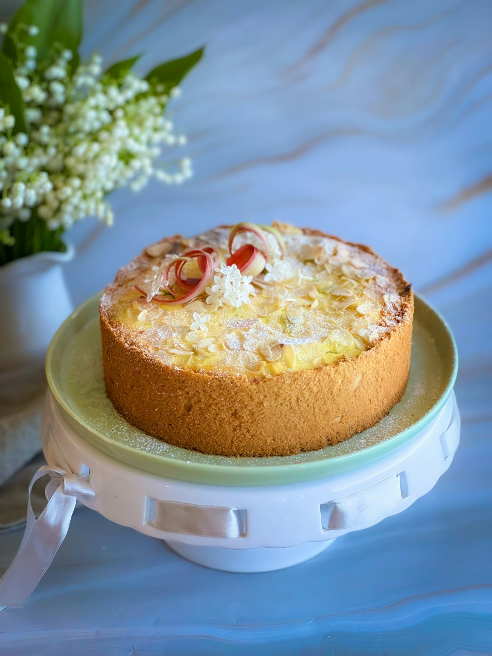 a cake sitting on top of a plate on a table