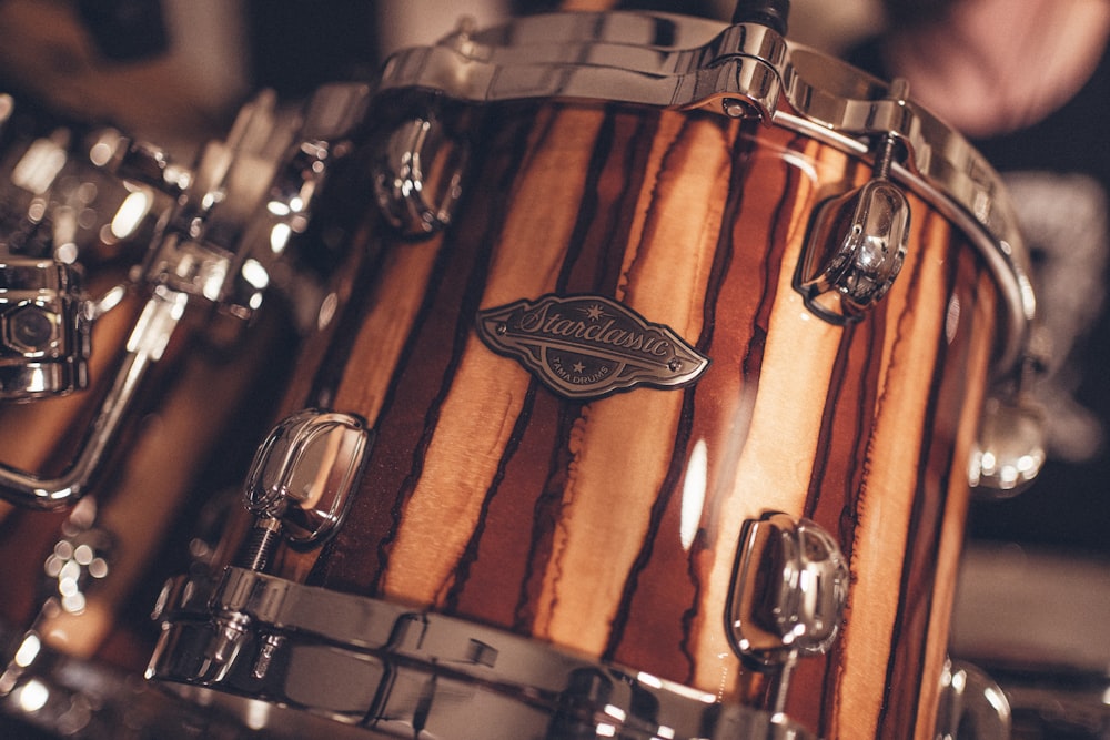 a close up of a drum on a stage