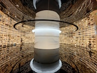 An engaging visual of a futuristic library filled with tech.