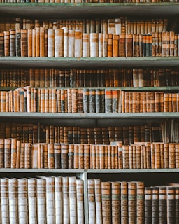 a book shelf filled with lots of books