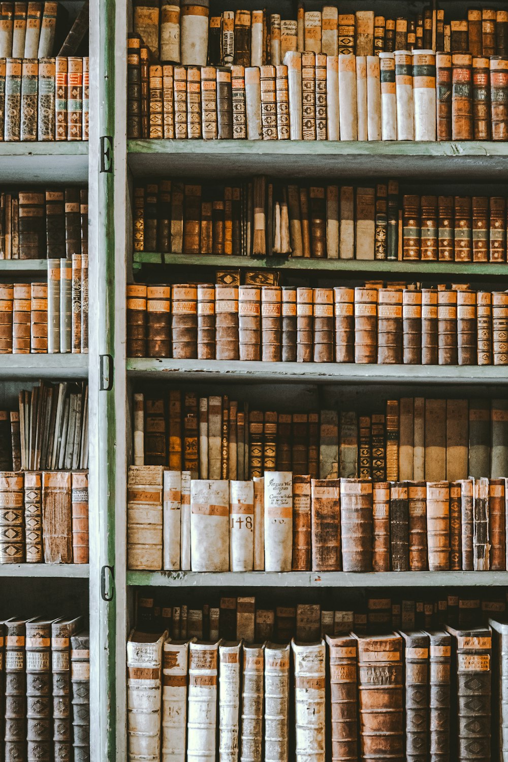 a book shelf filled with lots of books