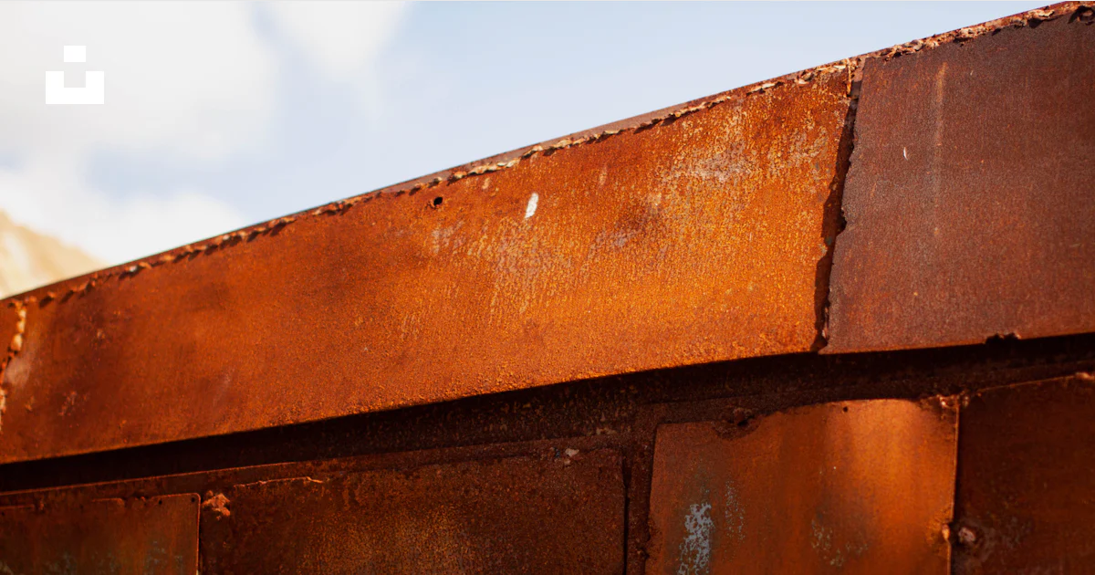 A rusted metal structure with a sky in the background photo – Free ...