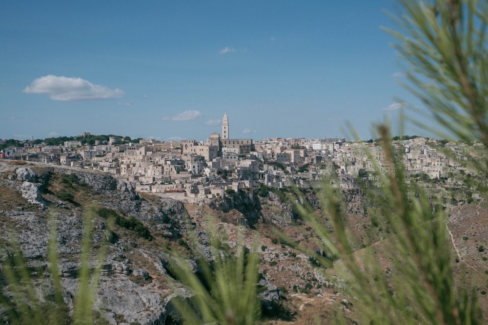 a view of a city from a hill