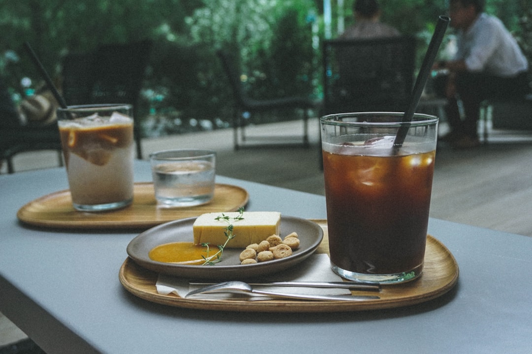 a couple of plates of food on a table,