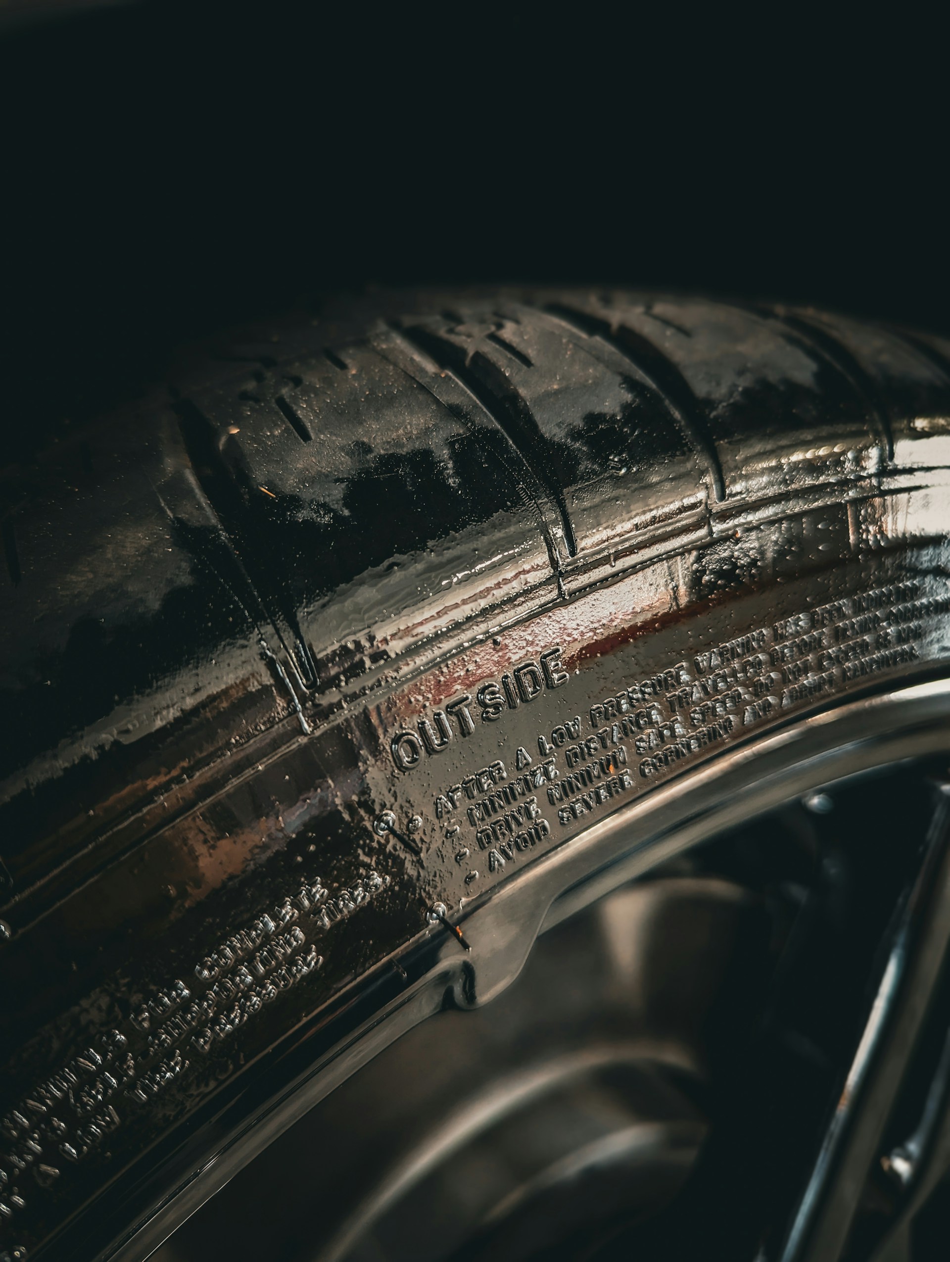 a close up of a tire on a vehicle