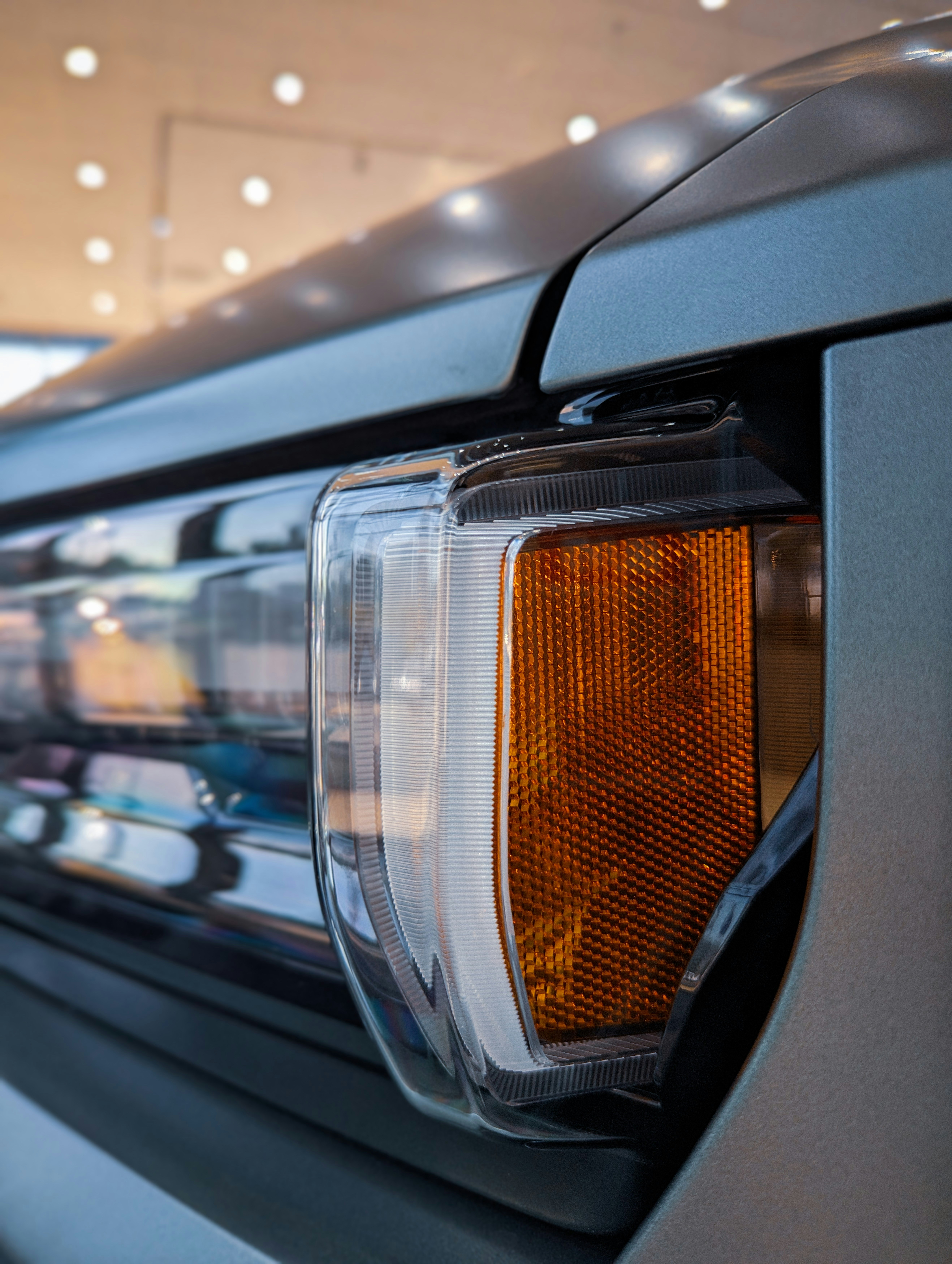 a close up of the tail light of a car