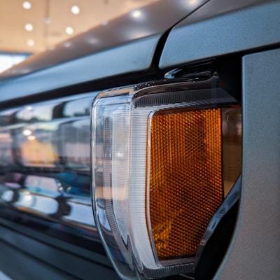 a close up of the tail light of a car