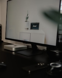 Sleek corporate video displayed on a modern office monitor showing clean transitions.