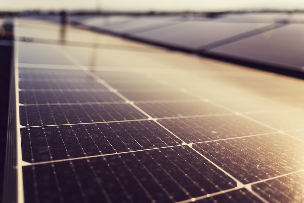 a close up of a solar panel on a roof