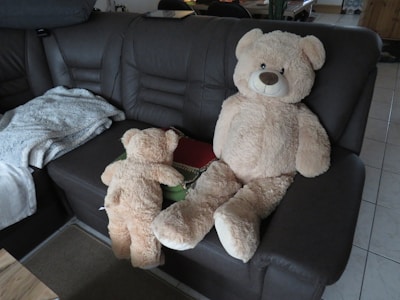 A cozy living room setting with two bears enjoying a game night.