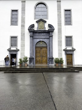 External doors and windows installed on a building.