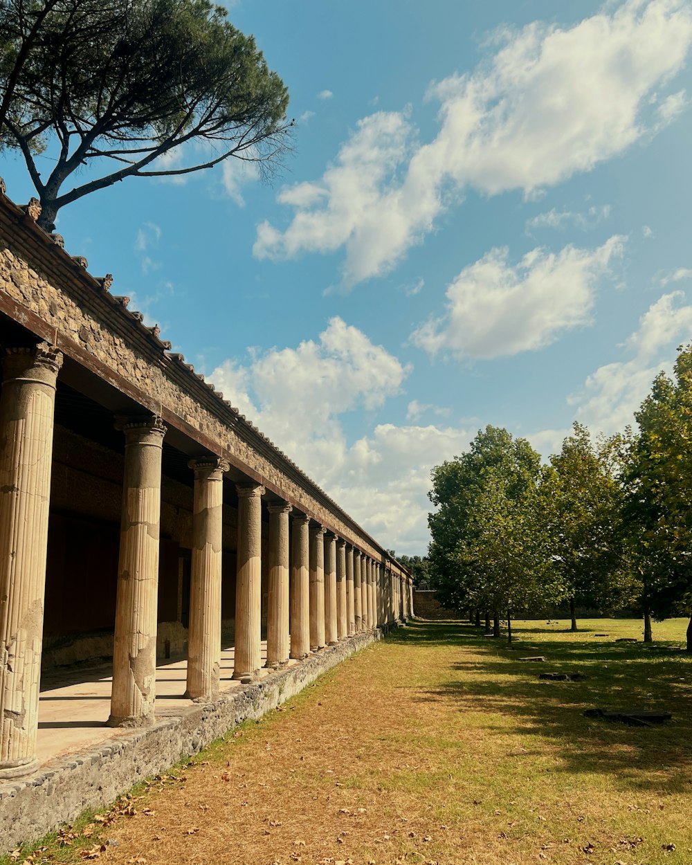 a row of columns in front of a building