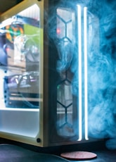 a computer case with smoke coming out of it