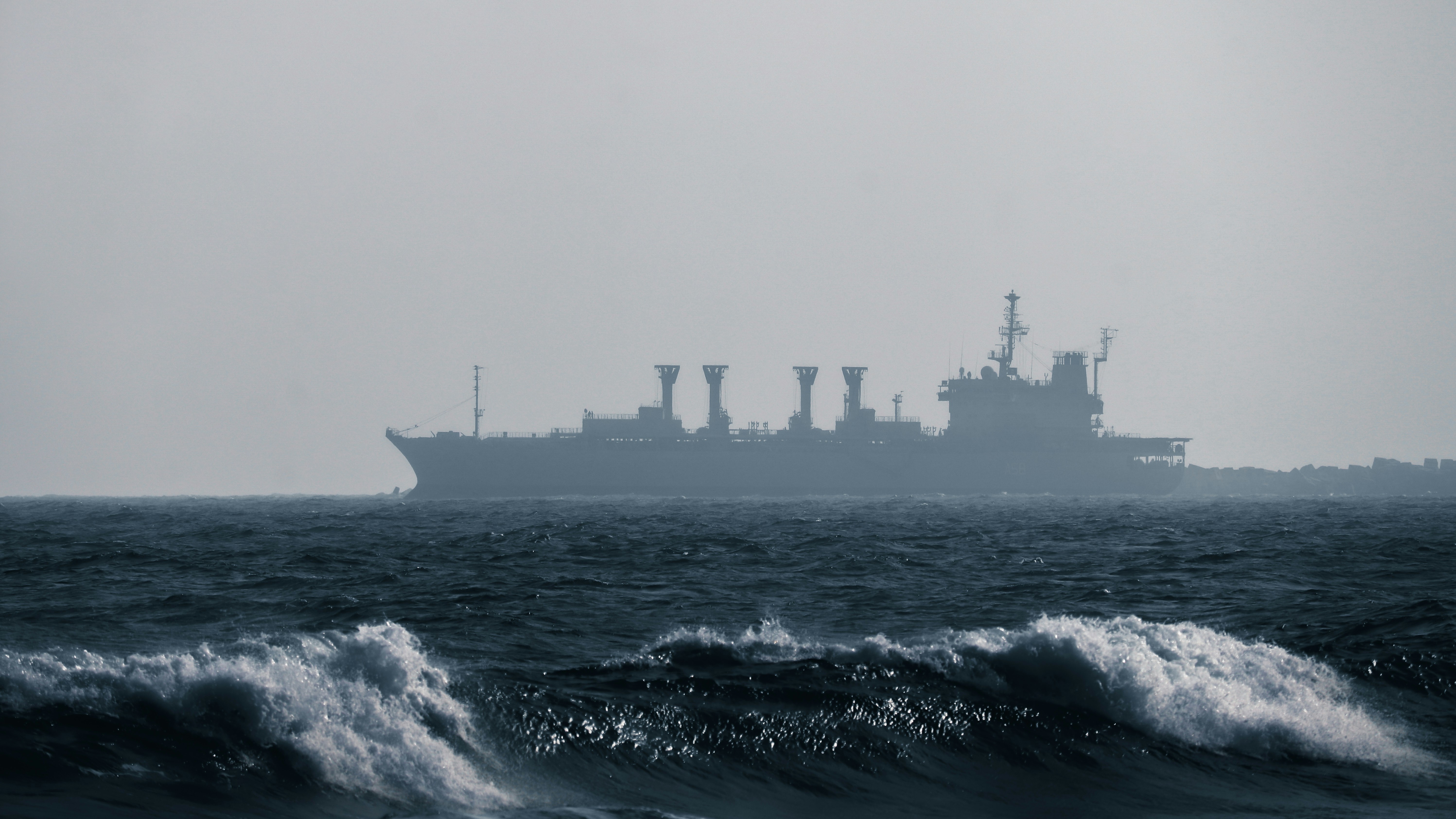 a large ship in the middle of the ocean