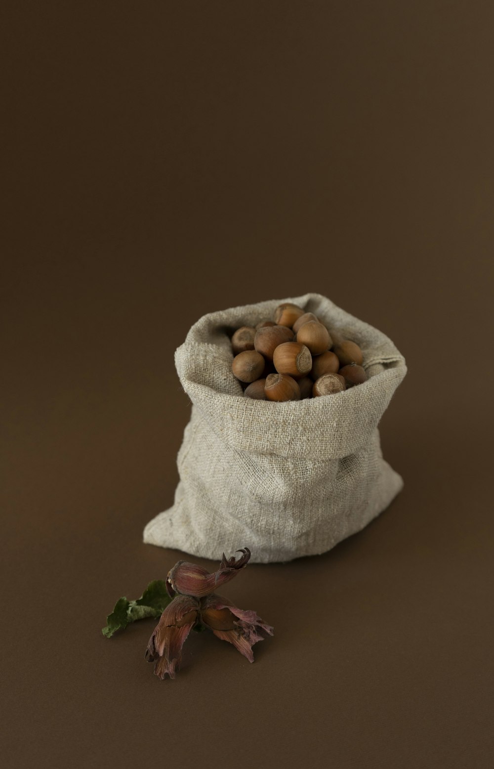 a bag of nuts sitting on top of a table