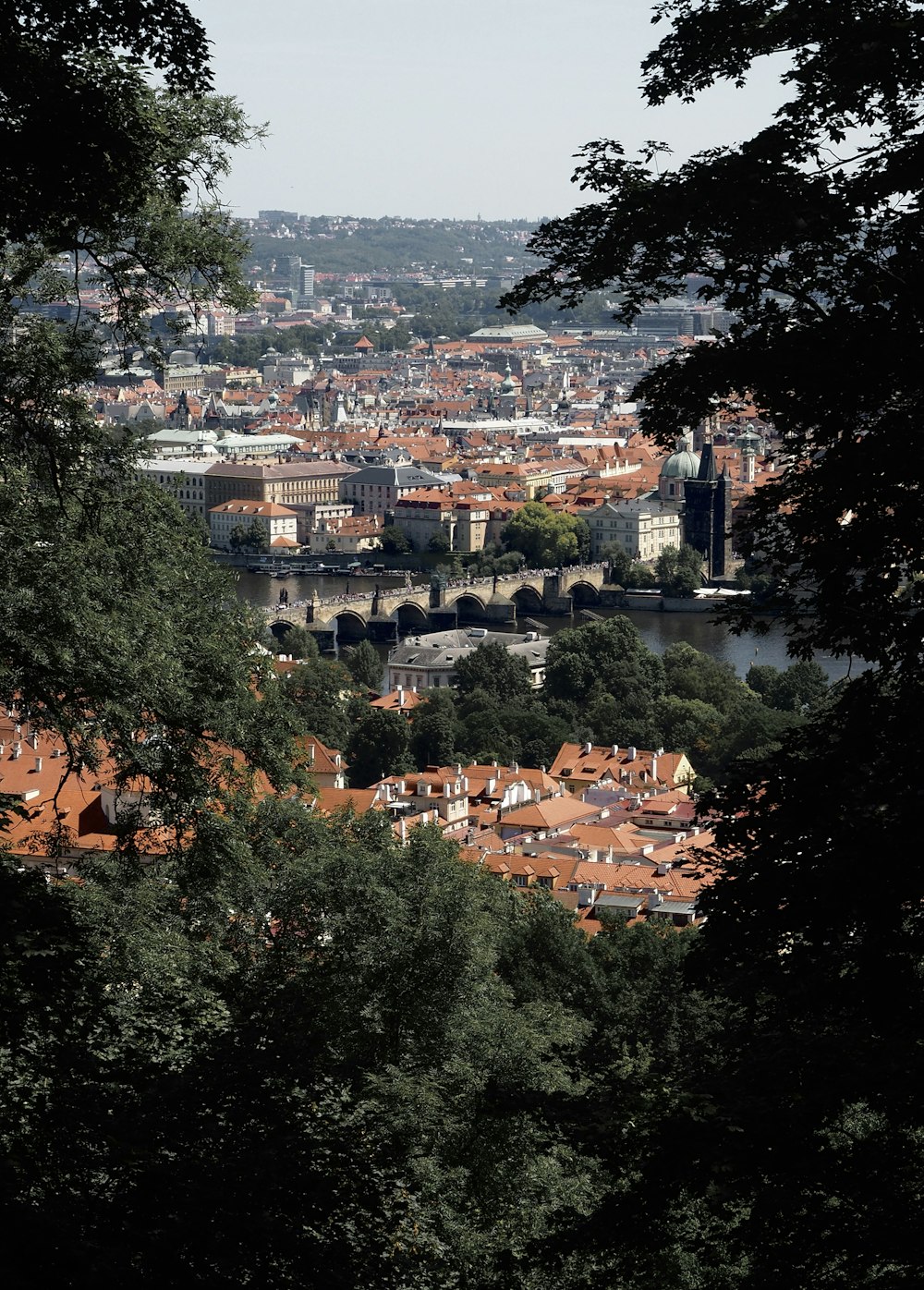 a view of a city with a river running through it