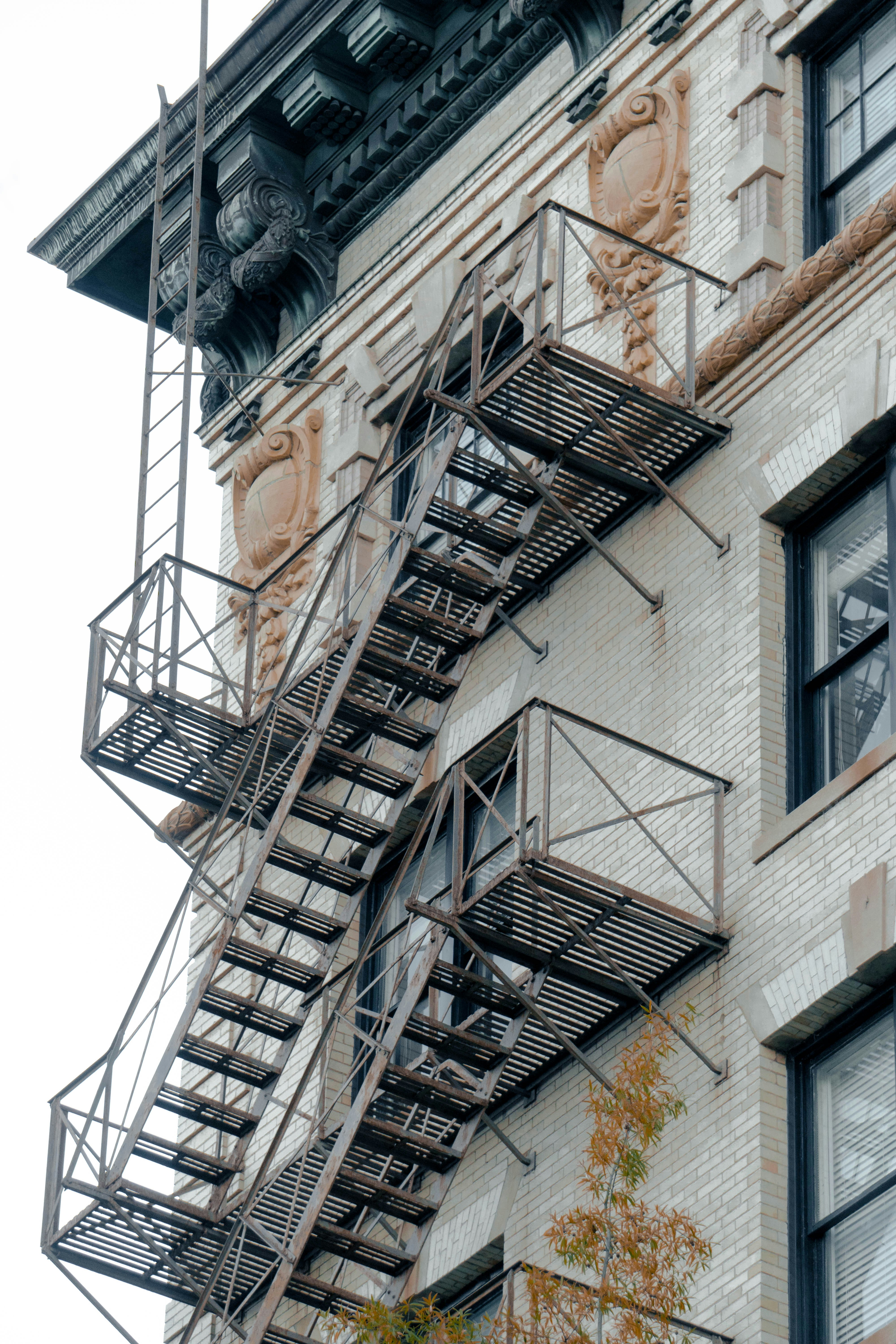 a fire escape on the side of a building