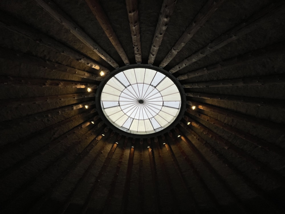 a round window in the ceiling of a building