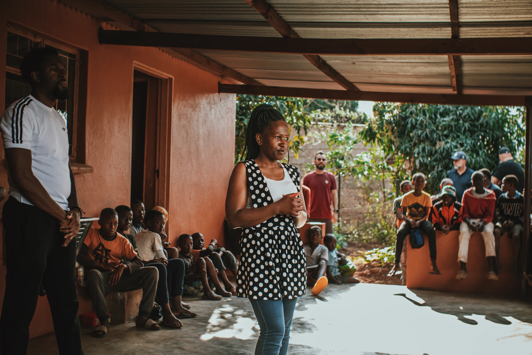 Community members gathered together in Malawi